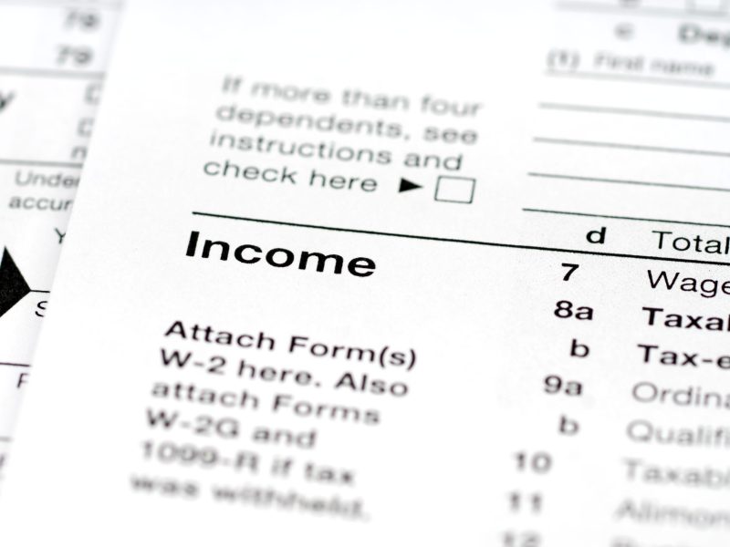 income, part of tax return form, close up shot